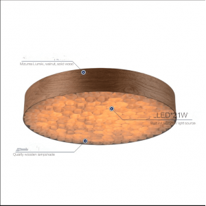 Round LED Lighting Fixture Wood LED Pendant Chandelier Light Custom engineering light