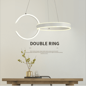 Fancy decoration acrylic led hanging chandelier with two ring round light lamp