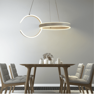 Fancy decoration acrylic led hanging chandelier with two ring round light lamp