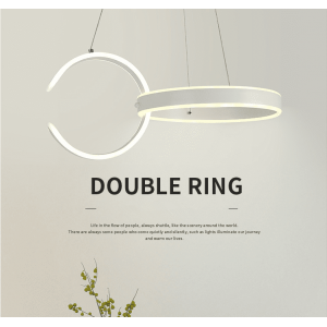 Fancy decoration acrylic led hanging chandelier with two ring round light lamp