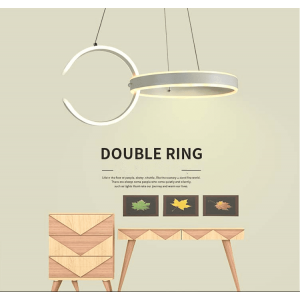 Fancy decoration acrylic led hanging chandelier with two ring round light lamp