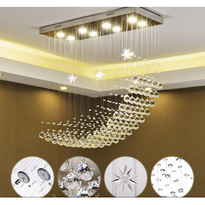 Wholesale Gu10  crystal chandelier fancy crystal light rectangle designer pendant light