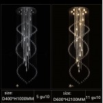 Modern Luxury Clear lustre Rain Chain Drop K9 LED Wireless Remote Control Crystal Chandelier Lighting