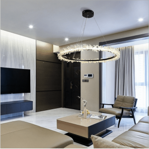 Round ring Crystal Chandelier Pendant Light for Restaurant Decor Chain Chandelier