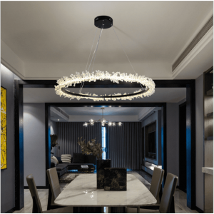 Round ring Crystal Chandelier Pendant Light for Restaurant Decor Chain Chandelier