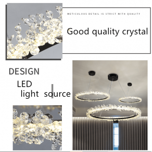 Round ring Crystal Chandelier Pendant Light for Restaurant Decor Chain Chandelier