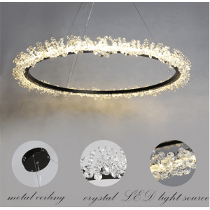 Round ring Crystal Chandelier Pendant Light for Restaurant Decor Chain Chandelier