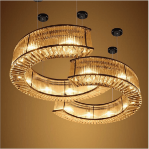 Luxury villas Indoor iron material crystal lighting modern lobby chandeliers