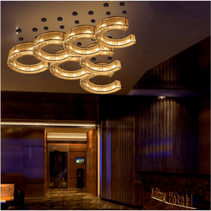 Luxury villas Indoor iron material crystal lighting modern lobby chandeliers