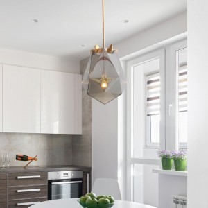 Smoke grey /amber  color led creative new design modern glass maxhedron light