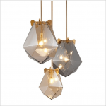 Smoke grey /amber  color led creative new design modern glass maxhedron light