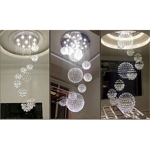 Wholesale new style elegant long spiral crystal ball rain drop round chandelier hotel modern crystal chandeliers