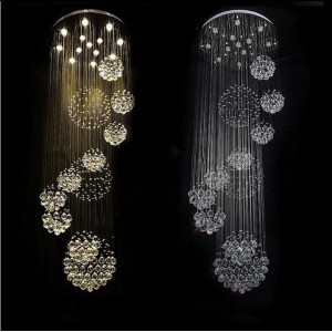 Wholesale new style elegant long spiral crystal ball rain drop round chandelier hotel modern crystal chandeliers