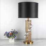 Hot sale gold metal base black lamp cover Modern hotel luxury bed side decorate bedside glass tube LED table lamp