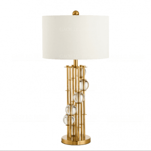 Hot sale gold metal base black lamp cover Modern hotel luxury bed side decorate bedside glass tube LED table lamp