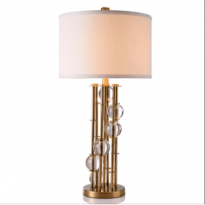 Hot sale gold metal base black lamp cover Modern hotel luxury bed side decorate bedside glass tube LED table lamp