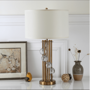 Hot sale gold metal base black lamp cover Modern hotel luxury bed side decorate bedside glass tube LED table lamp