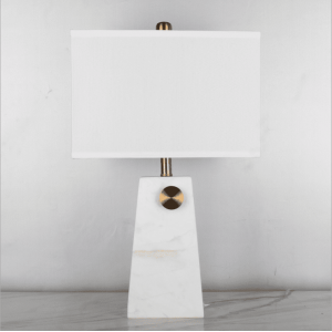 Modern Simple Vase Shape White cloth Table Lamp With Marble Base