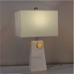 Modern Simple Vase Shape White cloth Table Lamp With Marble Base