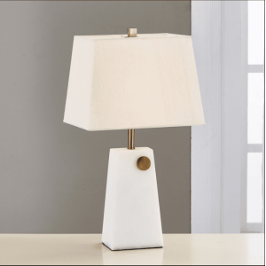 Modern Simple Vase Shape White cloth Table Lamp With Marble Base