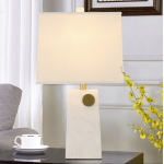Modern Simple Vase Shape White cloth Table Lamp With Marble Base