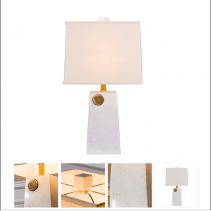 Modern Simple Vase Shape White cloth Table Lamp With Marble Base