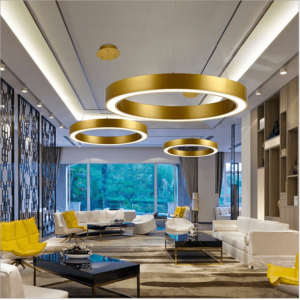 Golden circular ring LED pendant light for office hotel project lighting