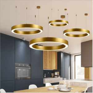 Golden circular ring LED pendant light for office hotel project lighting
