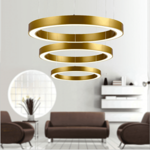 Golden circular ring LED pendant light for office hotel project lighting