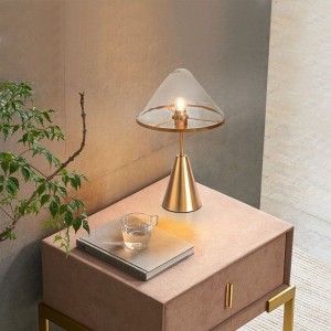 Nordic creative  unique design glass wrought iron high-end club hotel model room living room bedroom table lamp