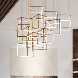 Customized Nordic creative square chandelier waterproof hanging stainless steel pendant light