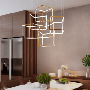 Customized Nordic creative square chandelier waterproof hanging stainless steel pendant light
