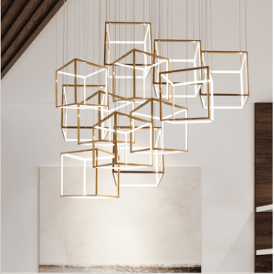 Customized Nordic creative square chandelier waterproof hanging stainless steel pendant light