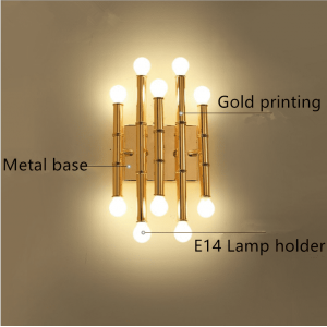 E14 Bamboo Shape Pipe gold Wall Lamp Modern Hotel Decor Living Room Bedside Aisle Lamp Bar restaurant living dining room
