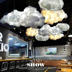 Modern Dining Room Pendant cloud shape light with music flash RGB for Cafe Restaurant