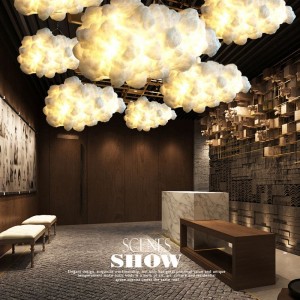 Modern Dining Room Pendant cloud shape light with music flash RGB for Cafe Restaurant