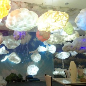 Modern Dining Room Pendant cloud shape light with music flash RGB for Cafe Restaurant