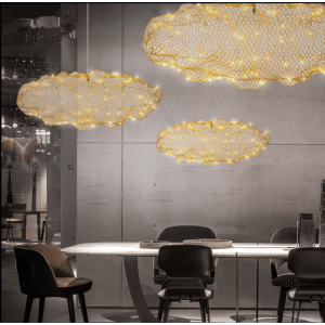 UL & ETL listed metal mesh sheet of cloud with painted finish ceiling & pendant chandelier lighting