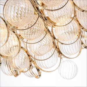 Nordic Simple Creative Luxury Gold Finished Metal K9 Crystal Pendant Lighting