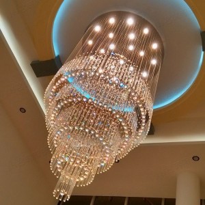Crystal Ball LED Chandelier Lamp Wedding Decoration Chandelier Light Unique Line Lobby Lighting