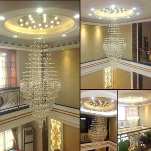 Crystal Ball LED Chandelier Lamp Wedding Decoration Chandelier Light Unique Line Lobby Lighting