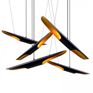 Modern simple and elegant unusual chandelier outside black and inside golden creative decorative Chandelier
