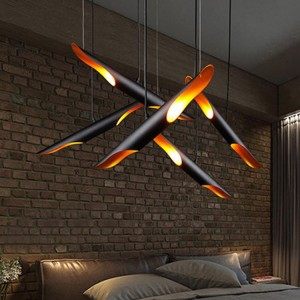 Modern simple and elegant unusual chandelier outside black and inside golden creative decorative Chandelier