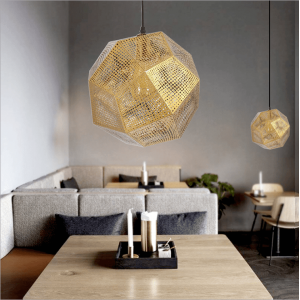 Nordic dining chandelier personality hollow multi-sided ball chandelier light luxury post-modern creative stainless steel geometry dining room Chandelier