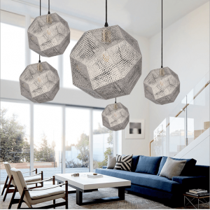 Nordic dining chandelier personality hollow multi-sided ball chandelier light luxury post-modern creative stainless steel geometry dining room Chandelier