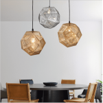 Nordic dining chandelier personality hollow multi-sided ball chandelier light luxury post-modern creative stainless steel geometry dining room Chandelier