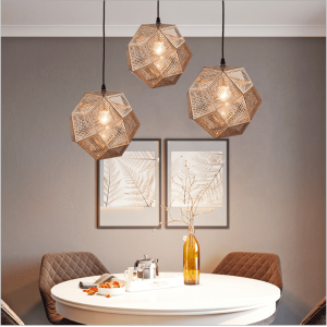 Nordic dining chandelier personality hollow multi-sided ball chandelier light luxury post-modern creative stainless steel geometry dining room Chandelier