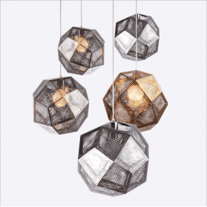 Nordic dining chandelier personality hollow multi-sided ball chandelier light luxury post-modern creative stainless steel geometry dining room Chandelier
