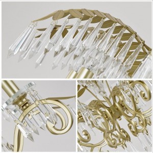 Fancy American Style Pendant Lamp Gold Iron Crystals Chandelier Home Decoration Leaves Lighting
