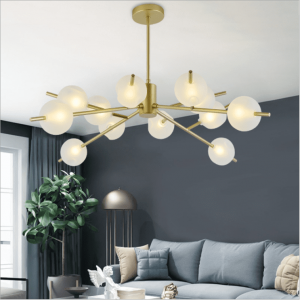factory modern DNA brass glass 16 hanging glass ball LED G9 chandelier  fixture pendant light